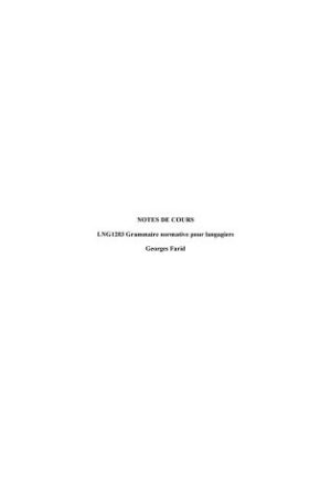 Notes de cours - Grammaire normative pour langagiers (LNG1283)